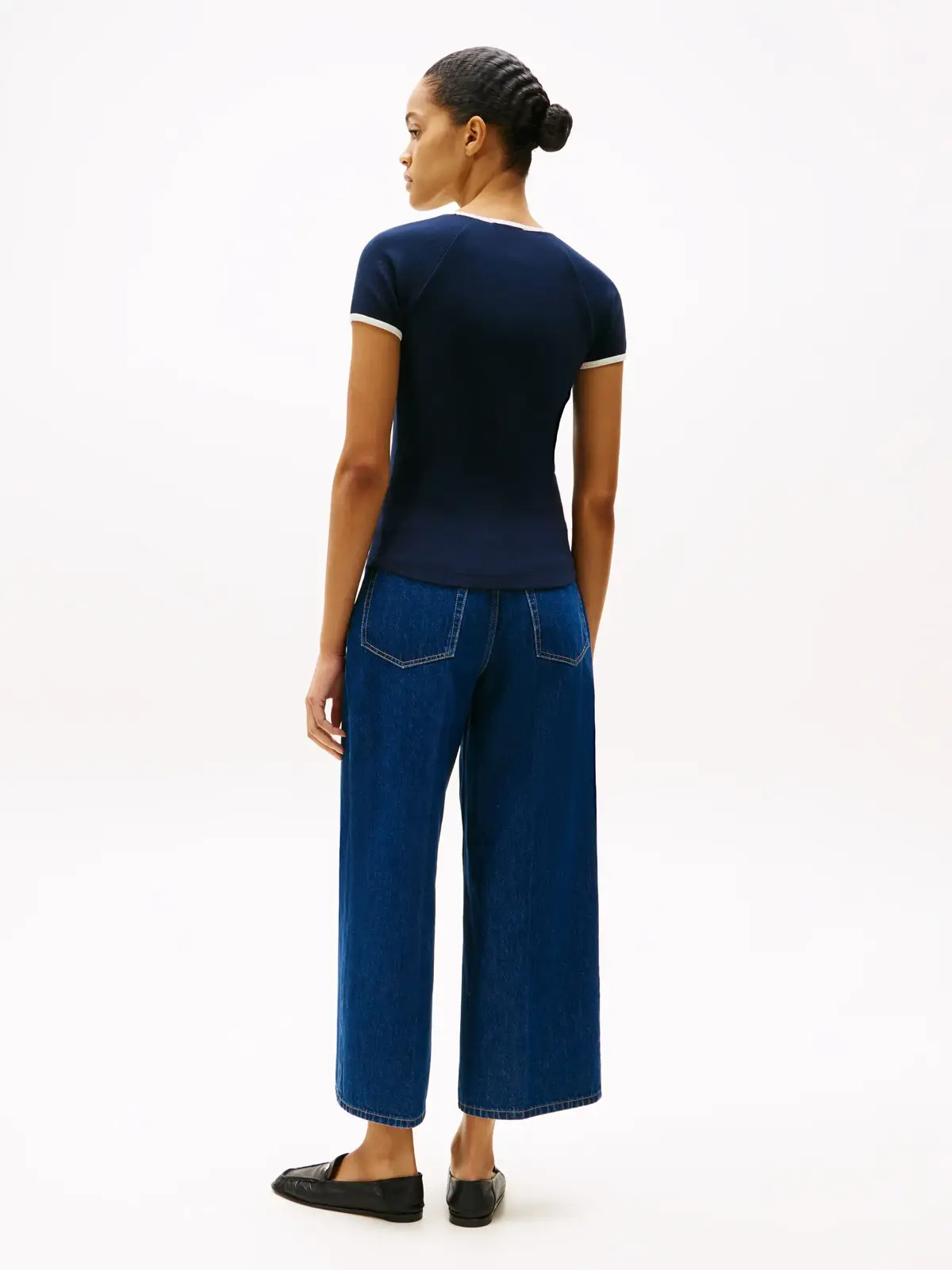 Tommy Hilfiger CONTRAST RINGER TEE Kadın Lacivert T-Shirt