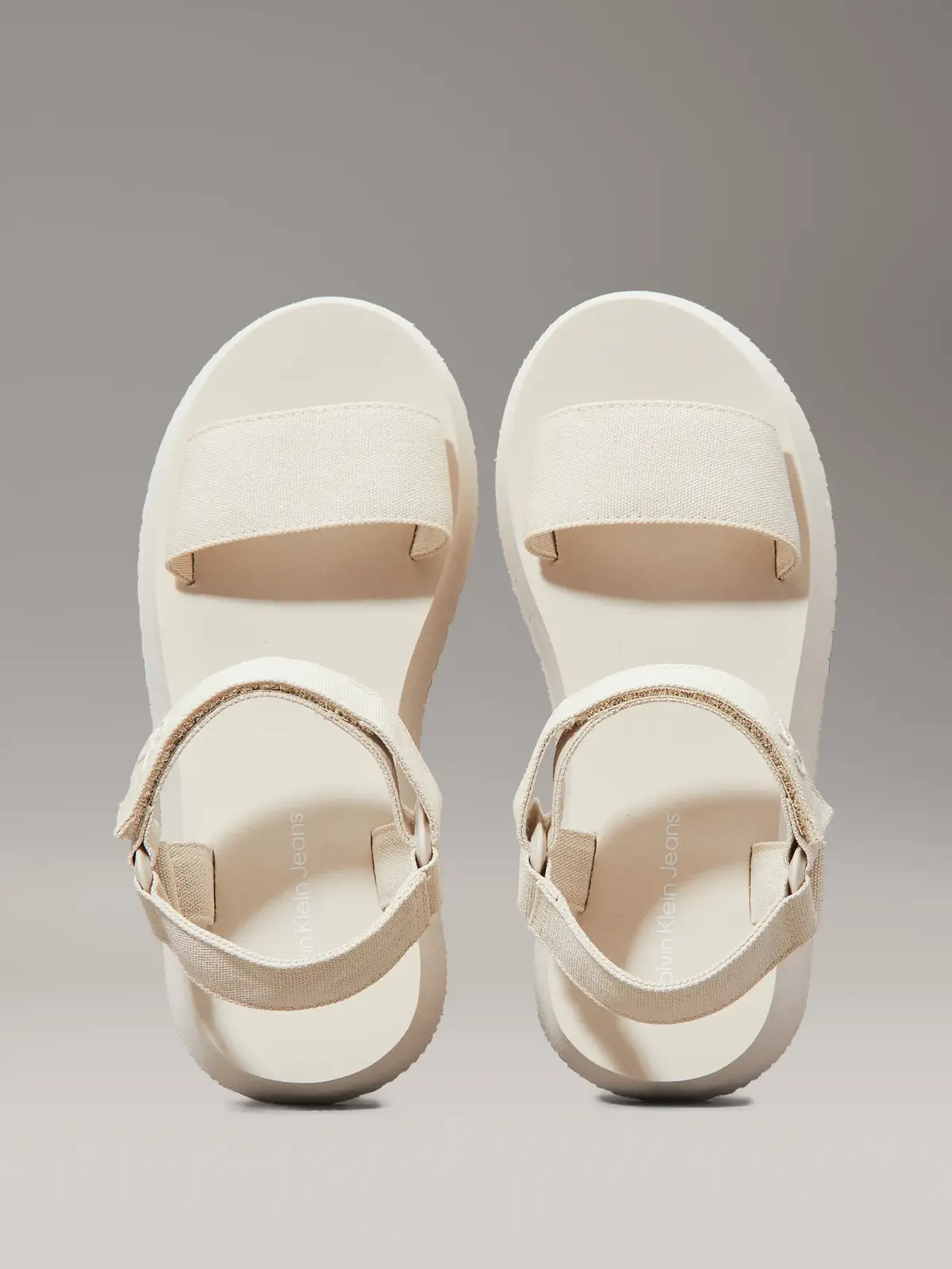 Calvin Klein SANDAL VELCRO WEBBIN, AEO Krem Kadın Terlik