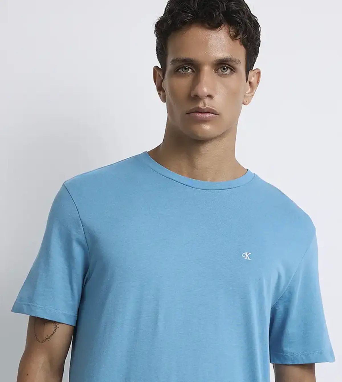Calvin Klein SS SMOOTH CTTN SOLID CREWNK TEE Mavi Erkek Tişört