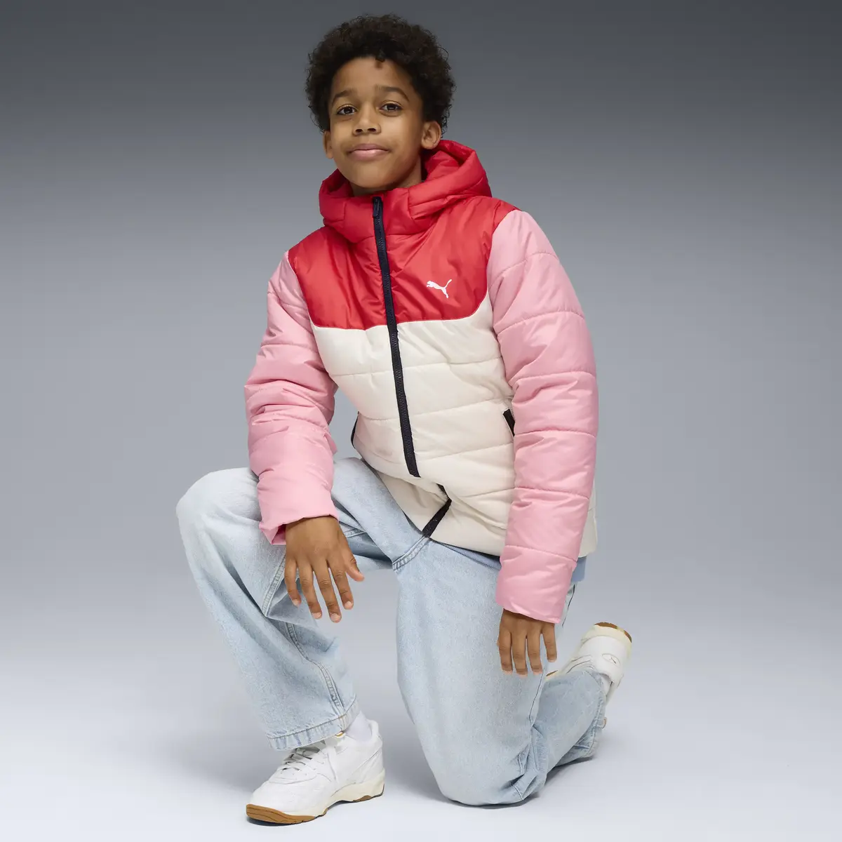 Puma ESS Hooded Padded Jacket Krem Unisex Çocuk Mont