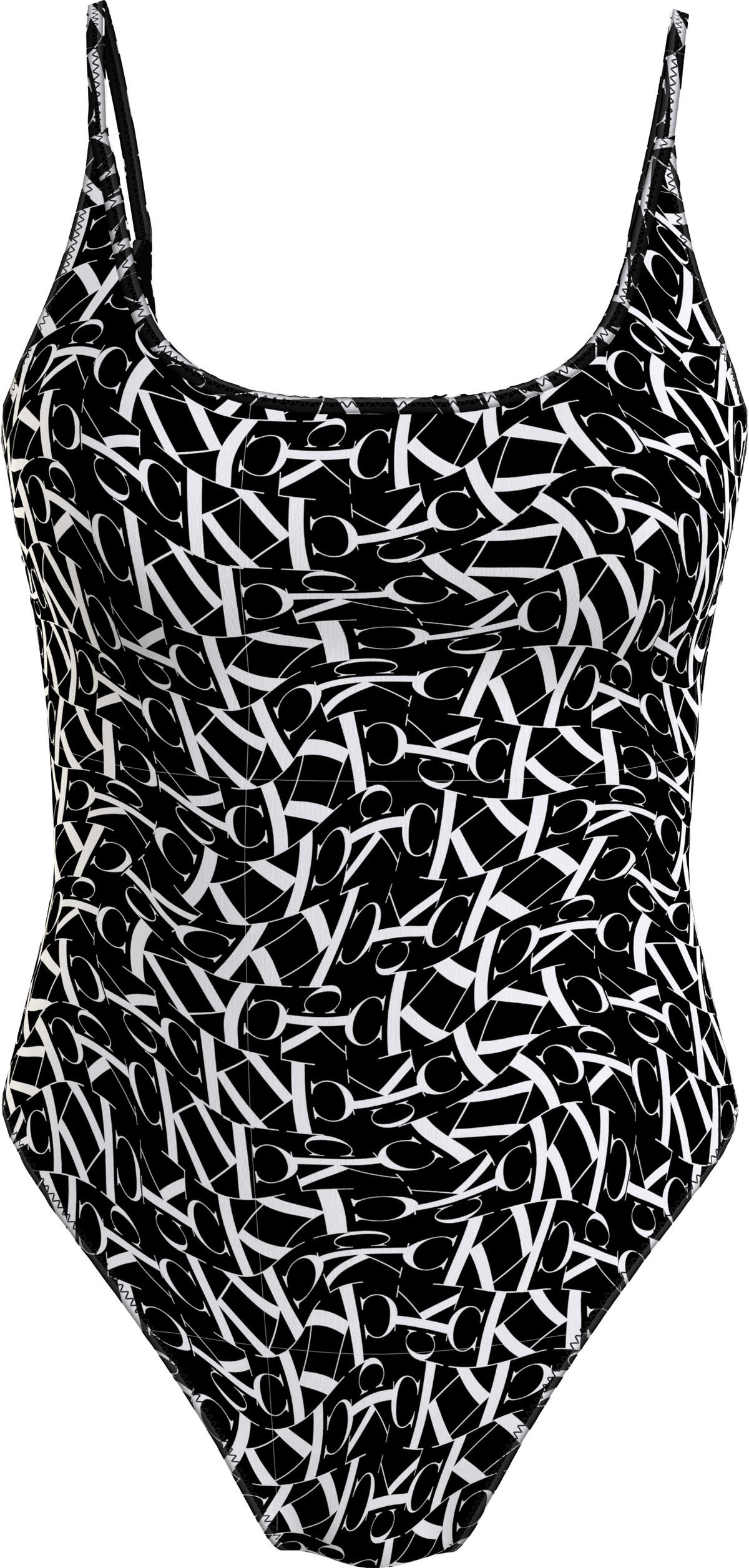 Calvin Klein SCOOP ONE PIECE-PRIN Kadın Siyah Mayo