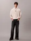 Calvin Klein PREMIUM TERRY MICRO Bej Erkek Kapüşonlu Sweatshirt