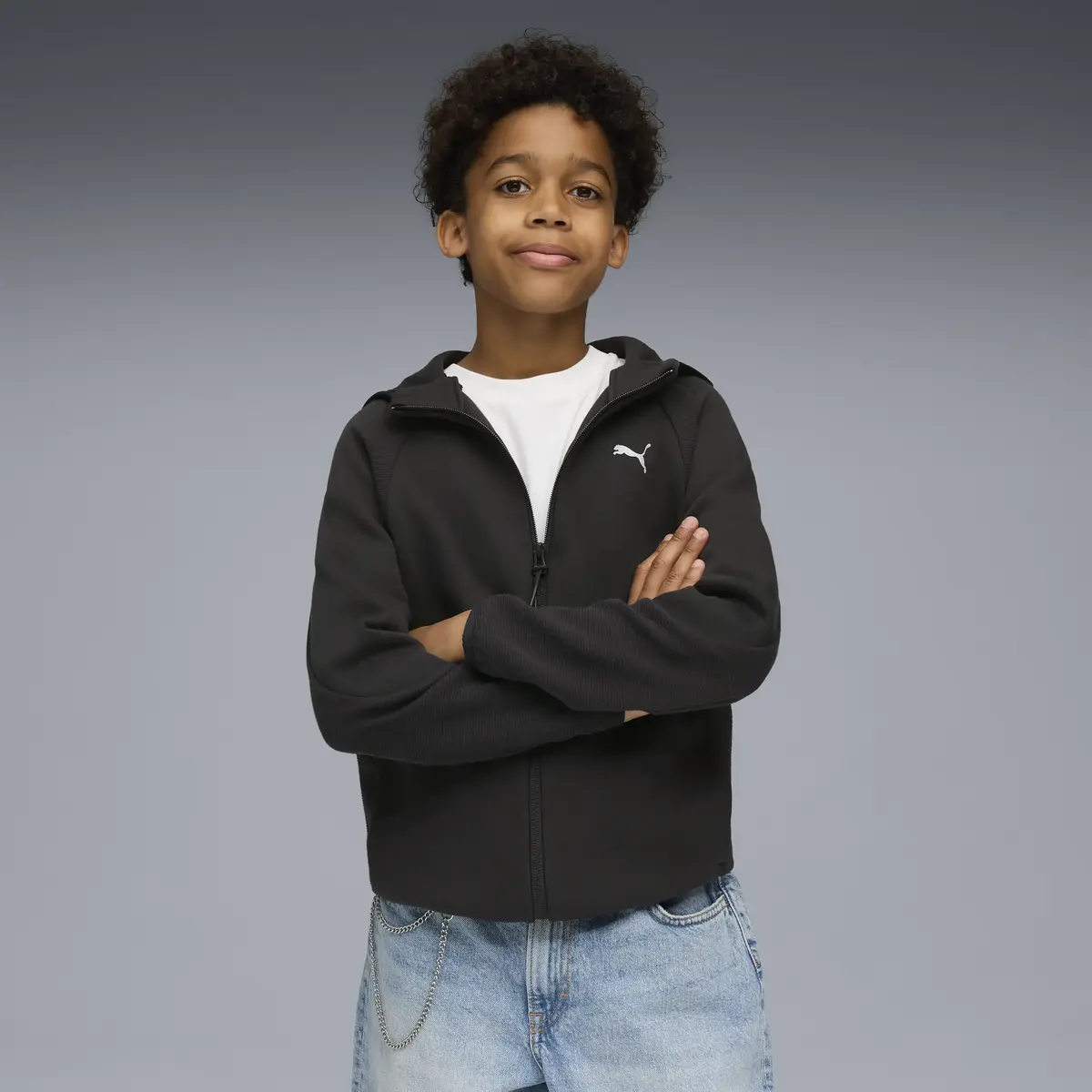 Puma EVOSTRIPE Full-Zip Hoodie Siyah Unisex Sweatshirt