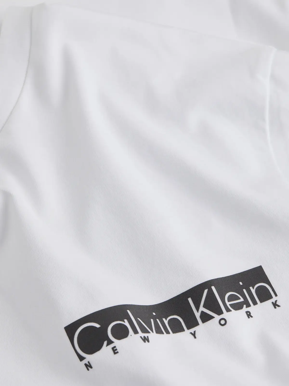 Calvin Klein NY CHEST BOX LOGO T-, YAF Beyaz Erkek T-Shirt & Polo