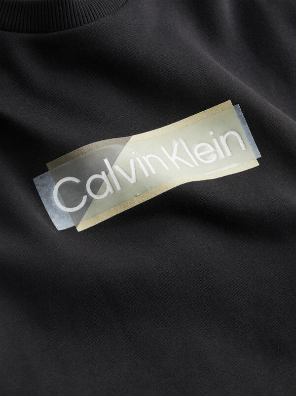 Calvin Klein LAYERED GEL LOGO SWE Erkek Siyah Sweatshirt