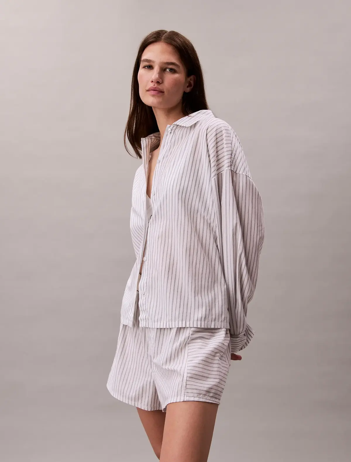 Calvin Klein COTTON POPLIN SHIRT Beyaz Kadın Pijama Gömleği