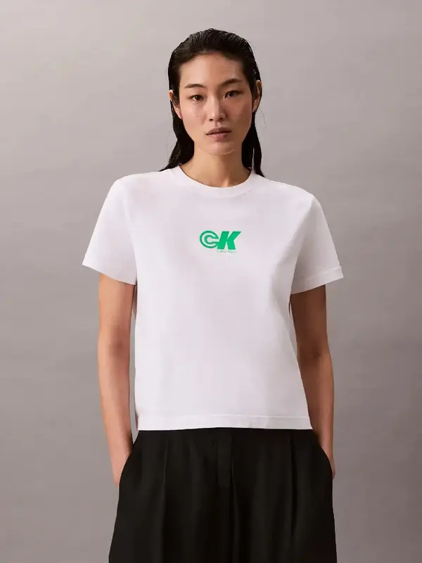 Calvin Klein SS ARCHIVE LOGO JERSEY CLASSIC C Beyaz Kadın Tişört