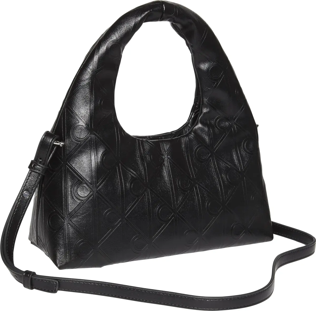 Calvin Klein EMBLEM AOP PUFFER BAG WITH STRAP Kadın Siyah El Çanta