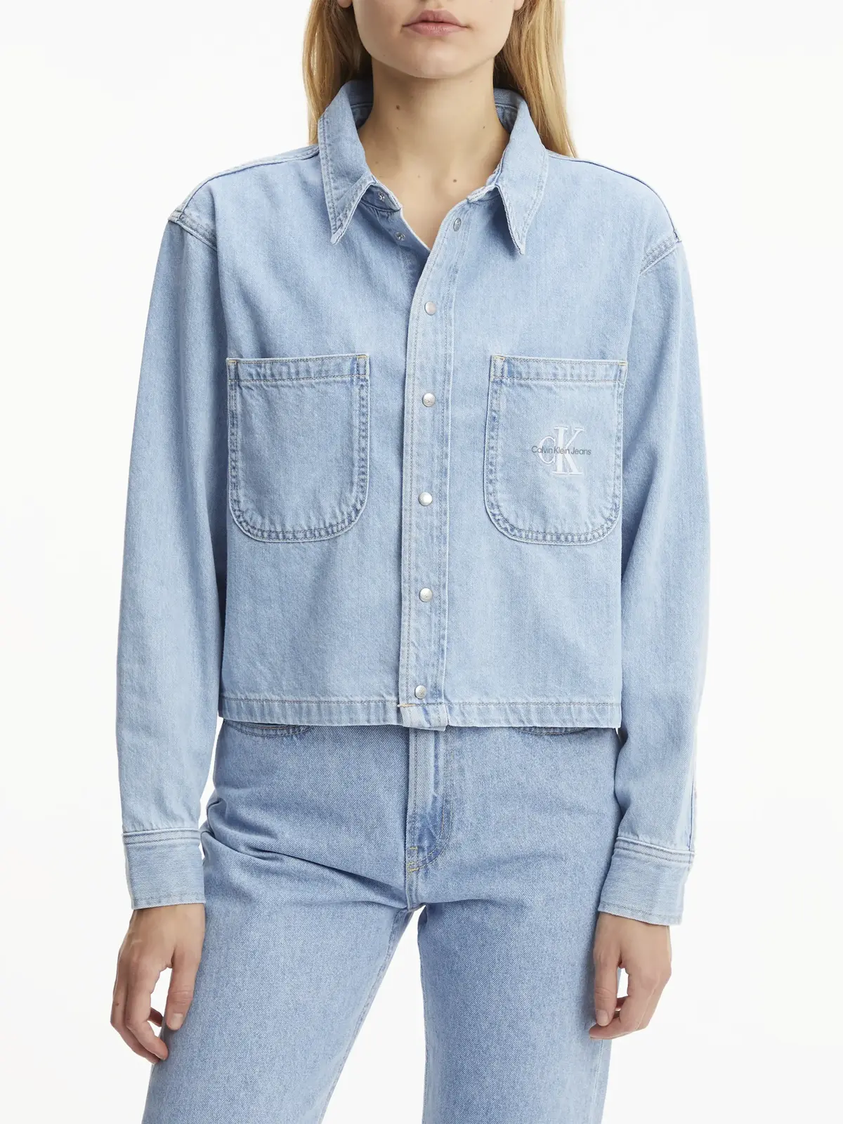 Calvin Klein CROPPED DAD DENIM SH Kadın Mavi Gömlek