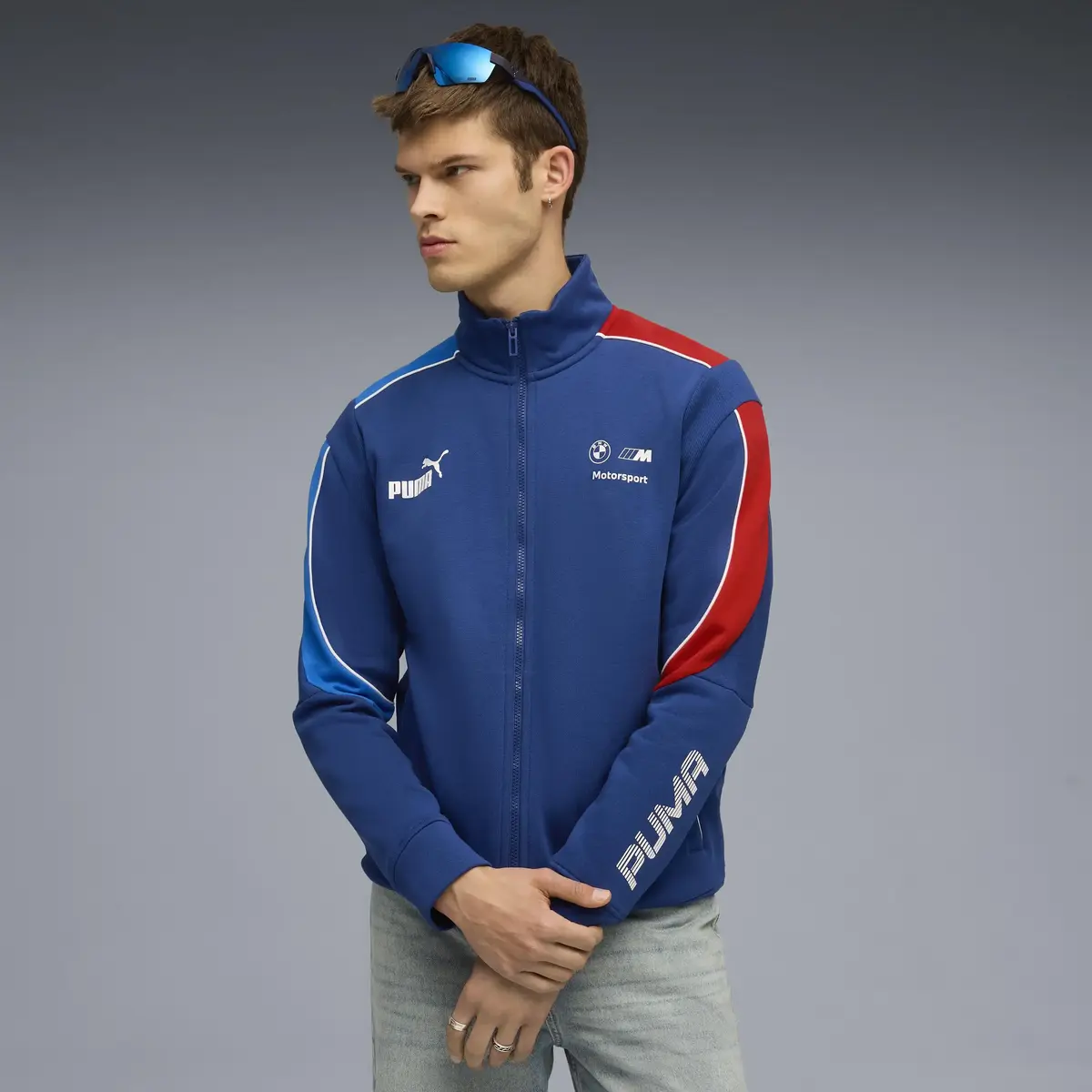 Puma BMW MMS MT7+ SWEAT JACKET Mavi Erkek Fermuarlı Üst