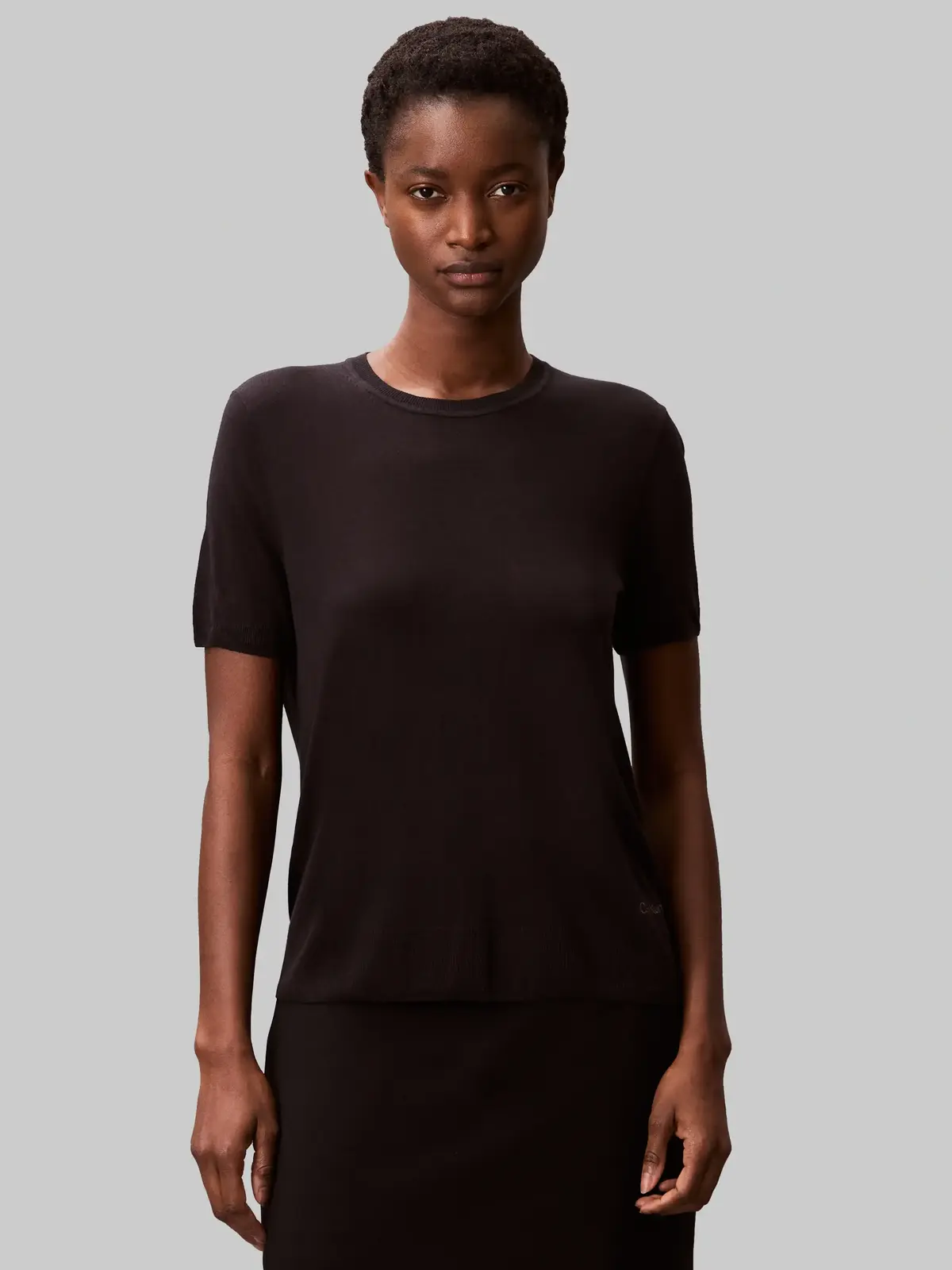 Calvin Klein Fine Gauge Viscose S, UB1 Siyah Kadın Triko