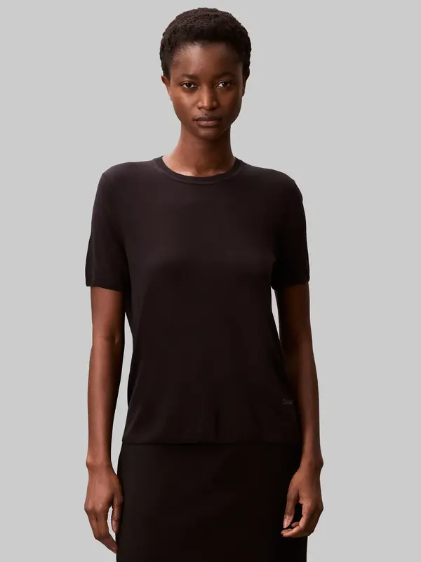Calvin Klein Fine Gauge Viscose S, UB1 Siyah Kadın Triko