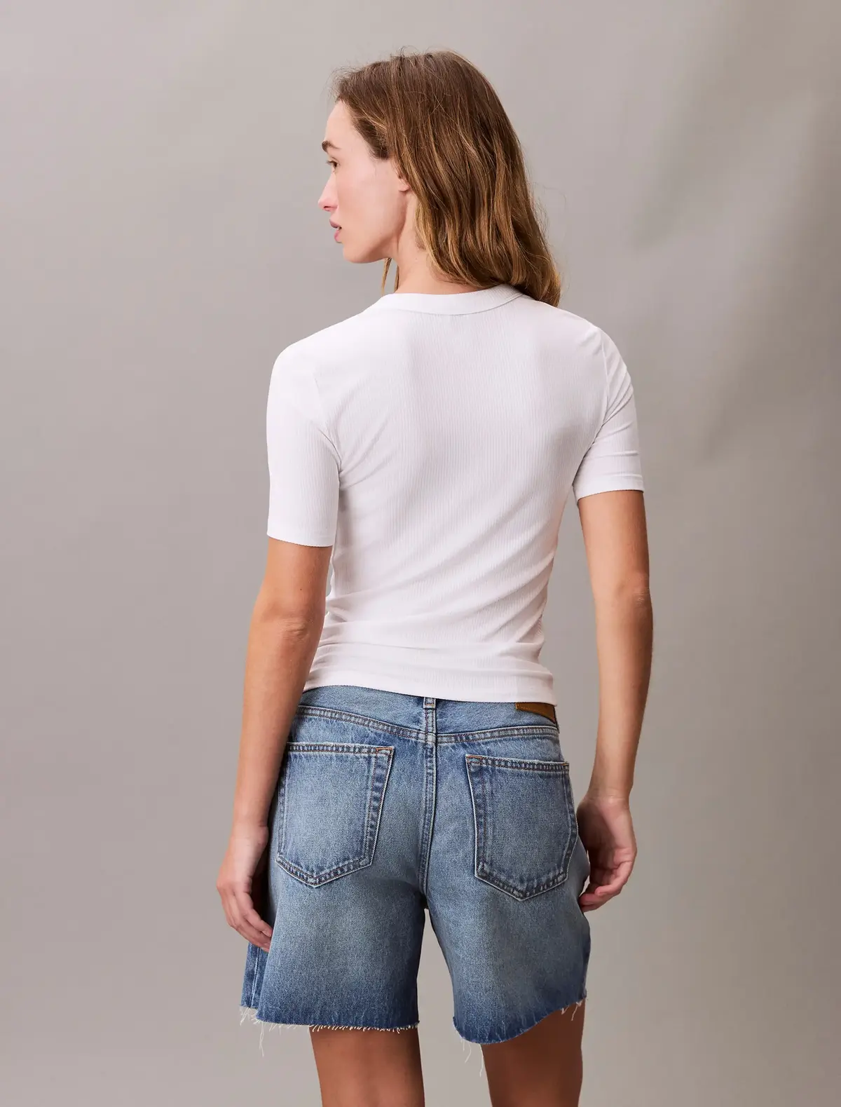 Calvin Klein A- Modal Rib Tee Beyaz Kadın Tişört