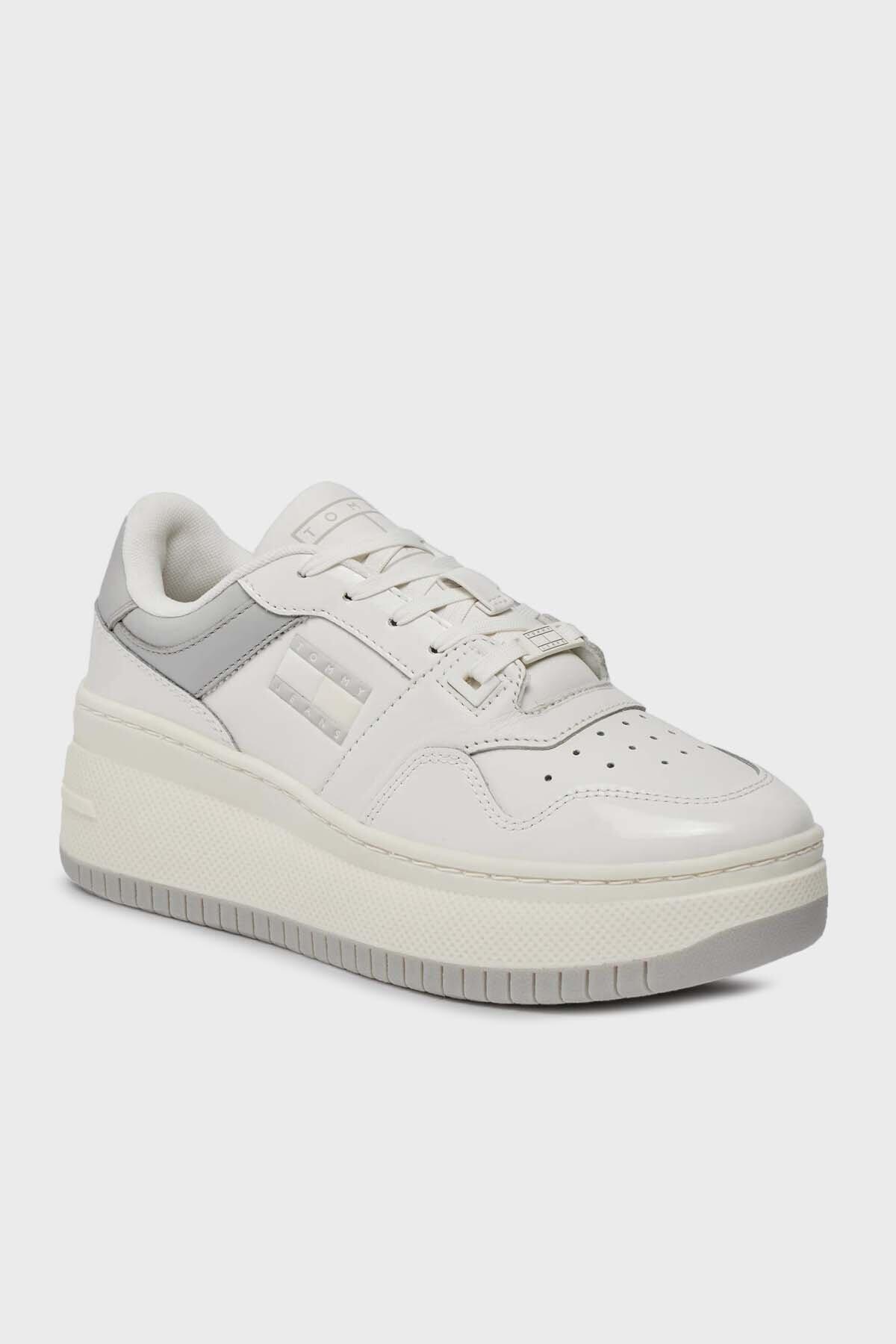 Tommy Hilfiger TJW RETRO BASKET FLA Beyaz Kadın Spor Ayakkabı