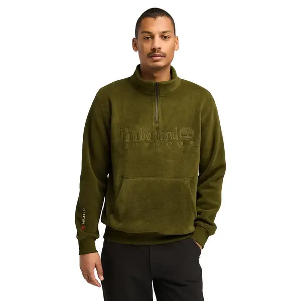 Timberland LINEAR LOGO 1/4 ZIP POLARTEC 200 FLEECE Yeşil Erkek Sweatshirt