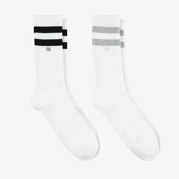 Calvin Klein CK MEN SOCK 2P STRIP, 004 Beyaz Erkek 2'li Çorap