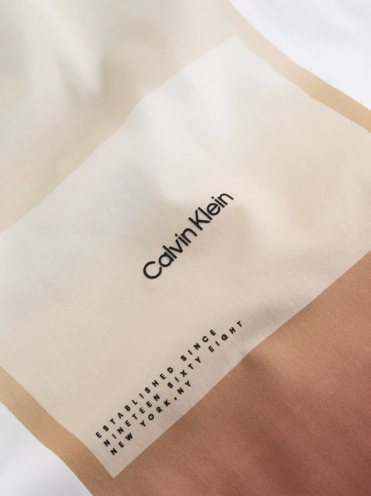 Calvin Klein OVERLAY PRINT T-SHIR, YAF Beyaz Erkek T-Shirt & Polo