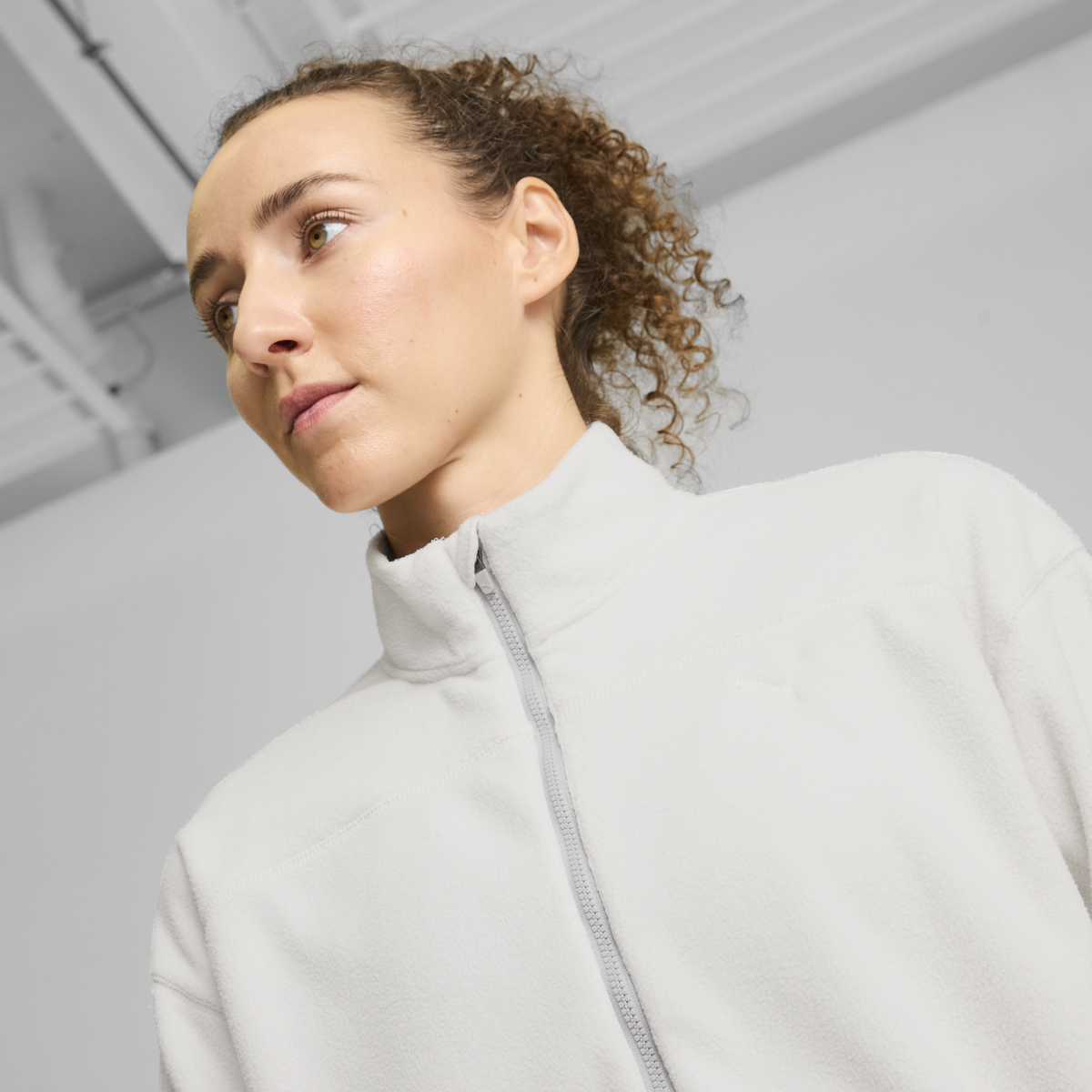 Puma WINTER TECH FLEECE JACKET W Beyaz Kadın Fermuarlı Ceket