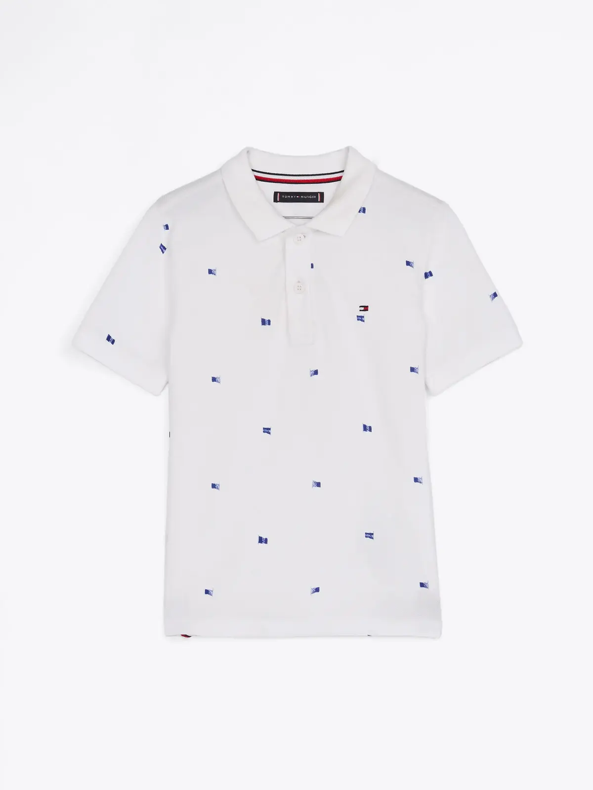 Tommy Hilfiger FLAGS PRINTED REG PO, YBR Beyaz Erkek Çocuk T-Shirt & Polo
