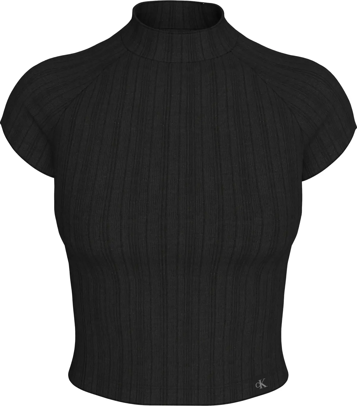 Calvin Klein WARM TEXTURE RIB MOC, BEH Siyah Kadın T-Shirt & Polo