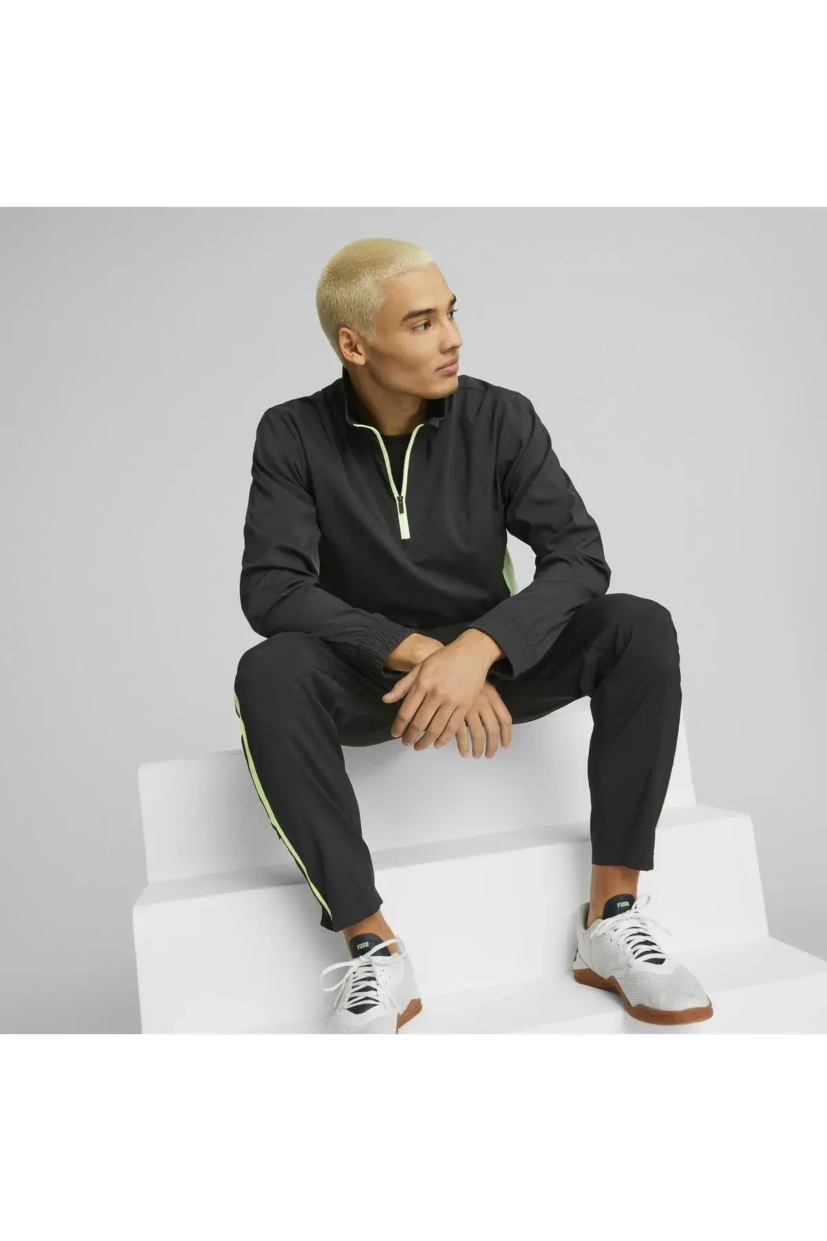 Puma Fit Heritage Woven 1/2 Zip Siyah Erkek Fermuarlı Sweatshirt