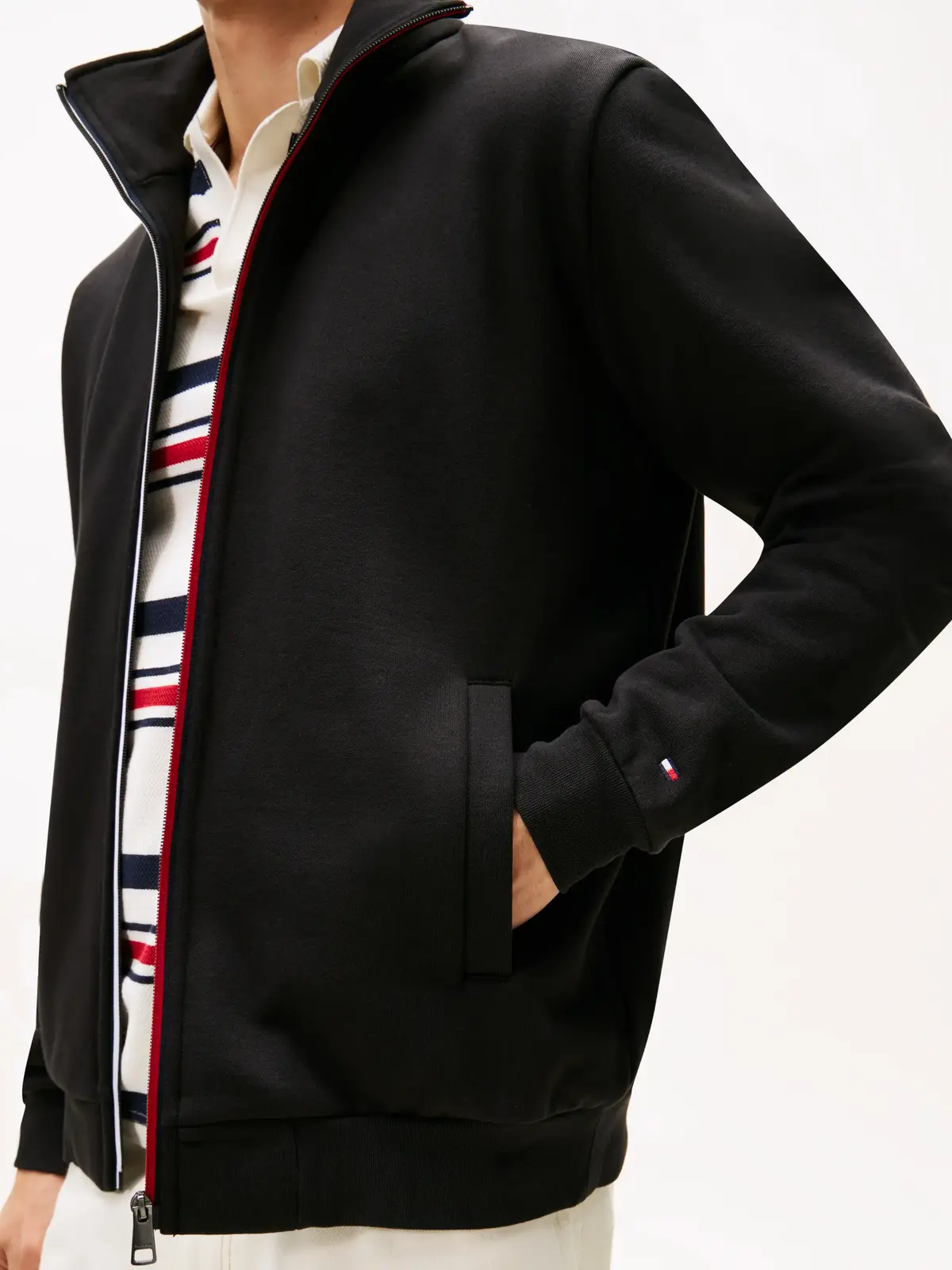 Tommy Hilfiger GLOBAL STRIPE ZIP TH, BDS Siyah Erkek Sweatshirt