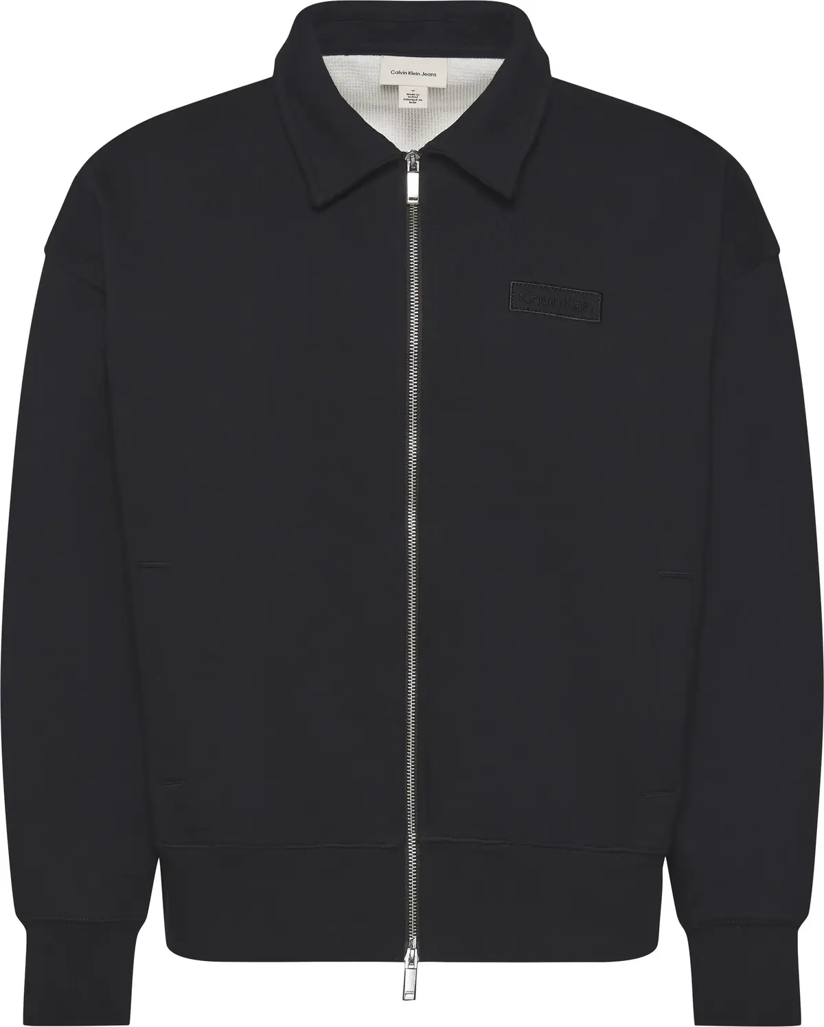 Calvin Klein LS WAFFLE-LINED PREMIUM SHIRT JA Erkek Siyah Fermuarlı Ceket