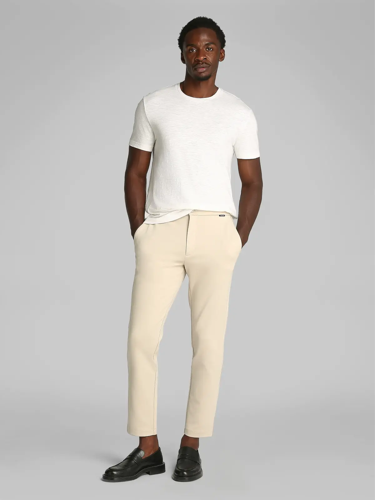 Calvin Klein LINEN COTTON T-SHIRT Beyaz Erkek Tişört