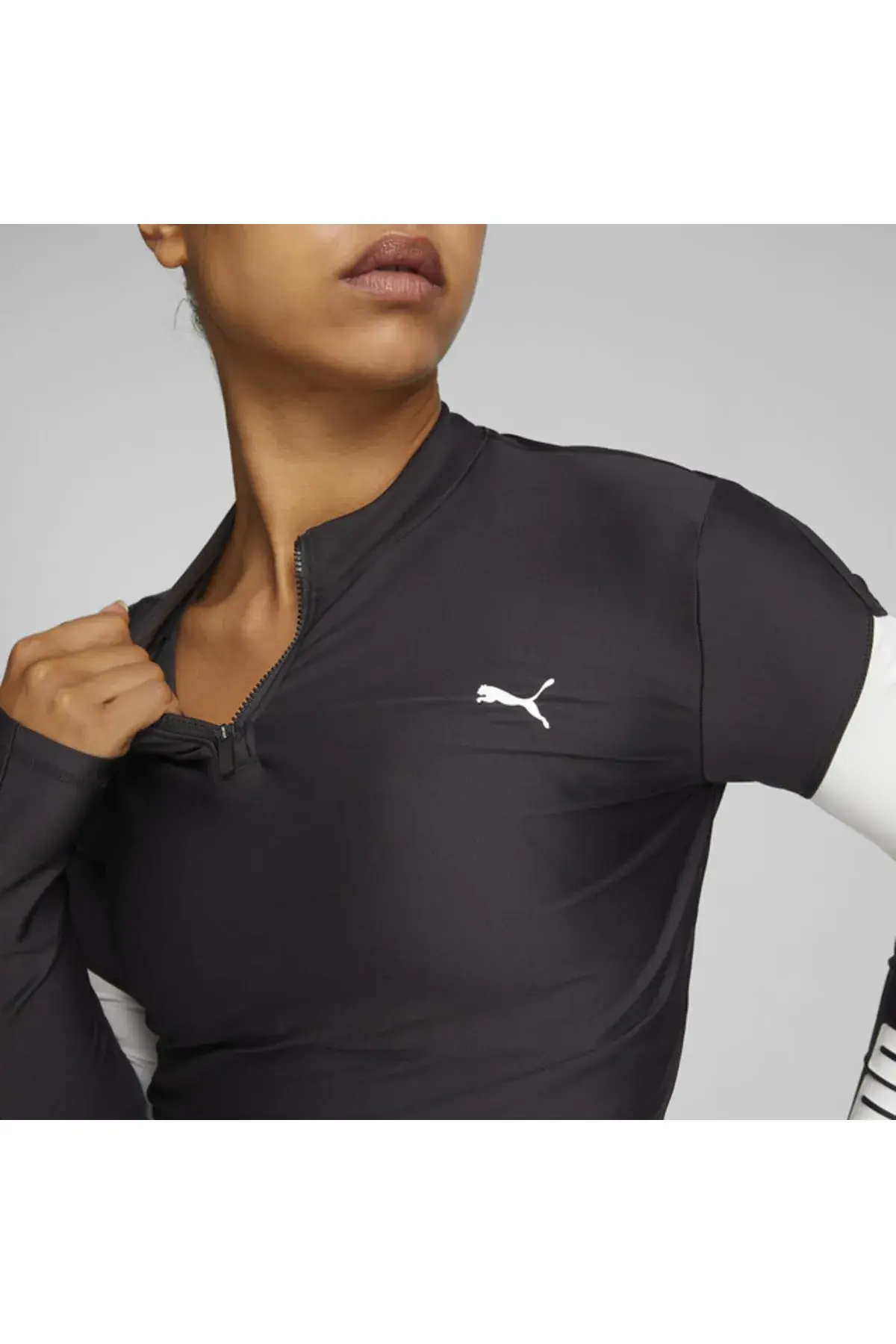 Puma Fit Eversculpt 1/4 Zip Siyah Kadın Crop Top