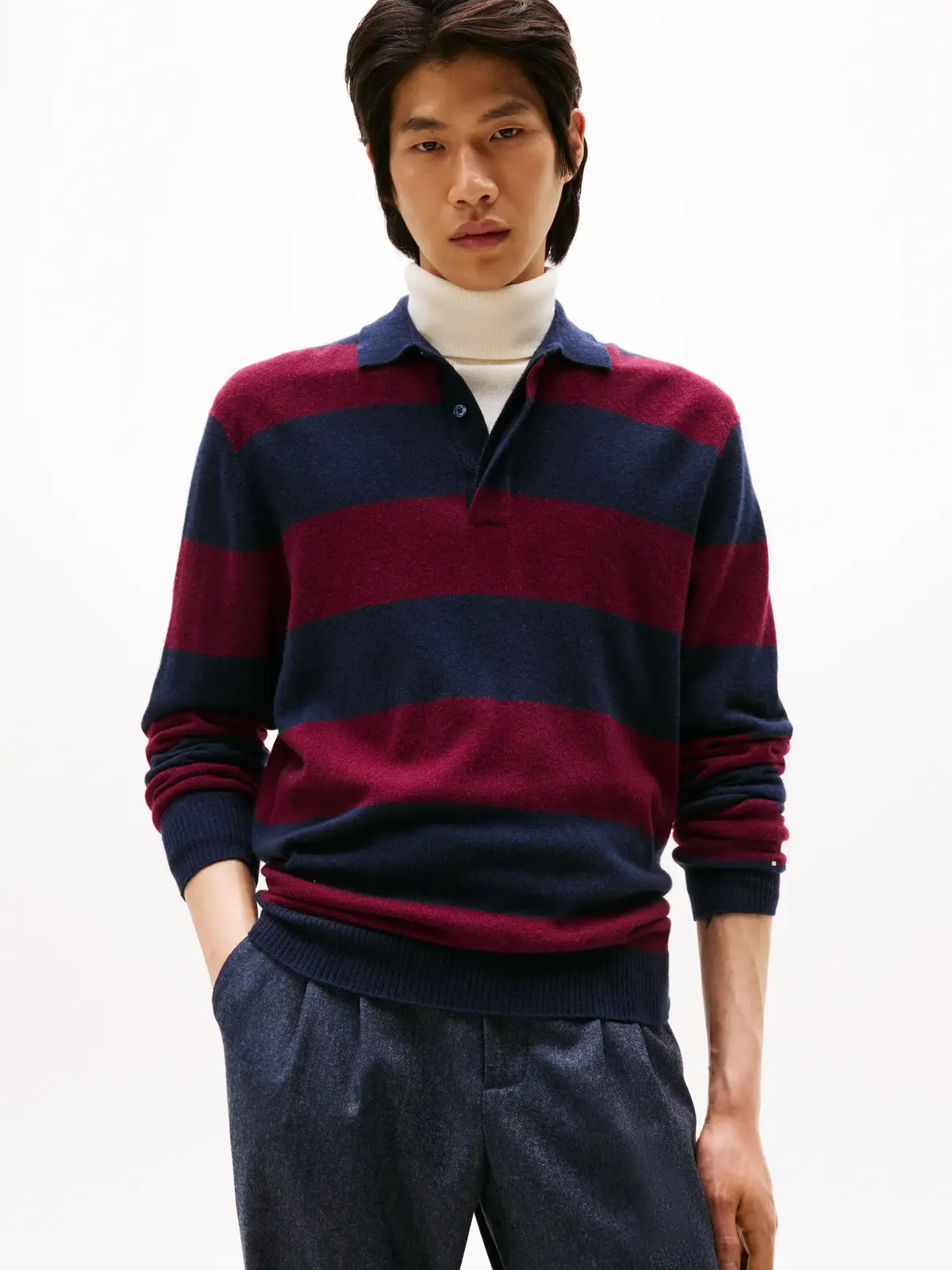 Tommy Hilfiger DC KNITTED RUGBY, DW5 Bordo Erkek Kazak