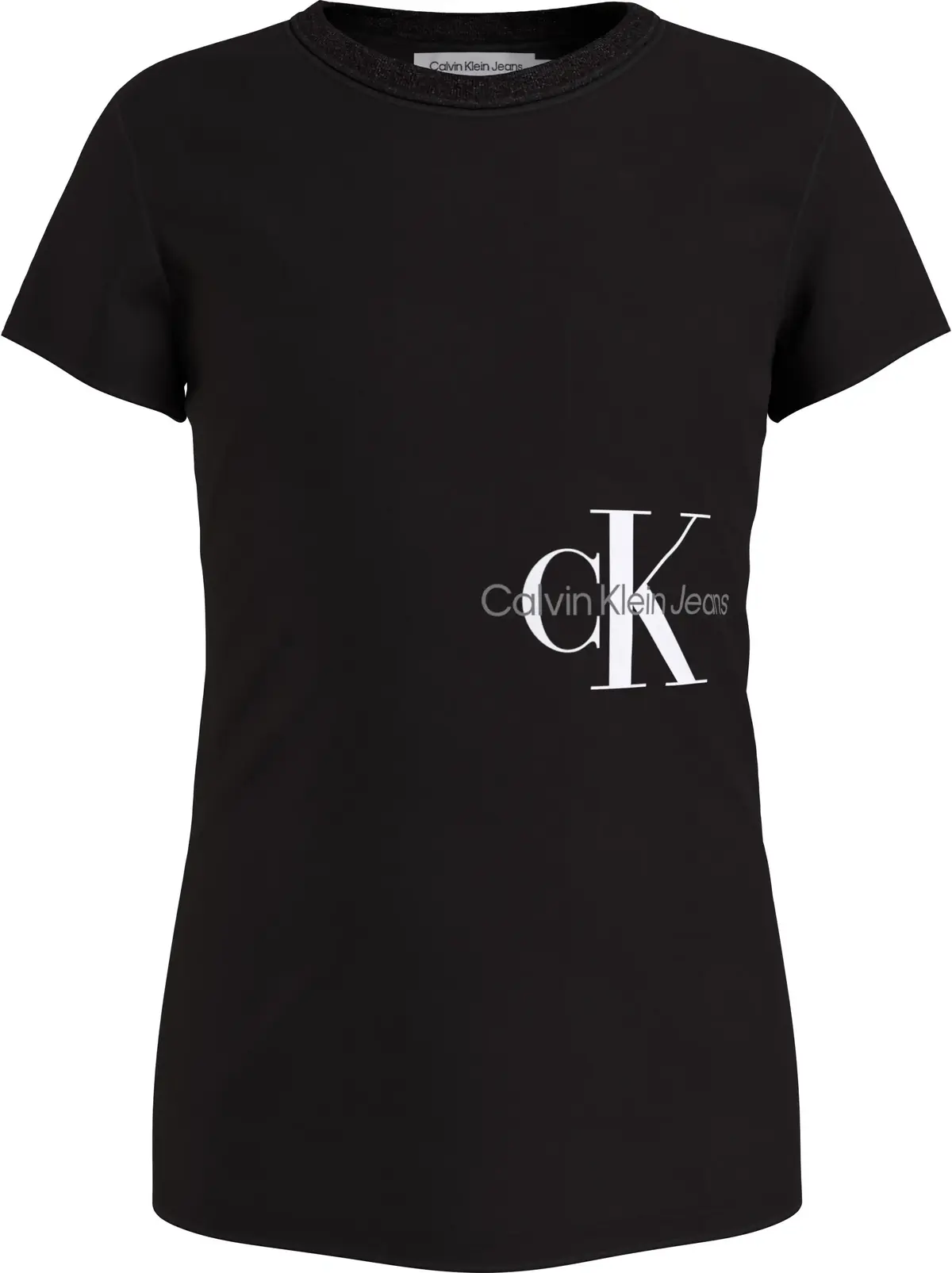 Calvin Klein MONOGRAM OFF PLACED Kadın Siyah T-Shirt