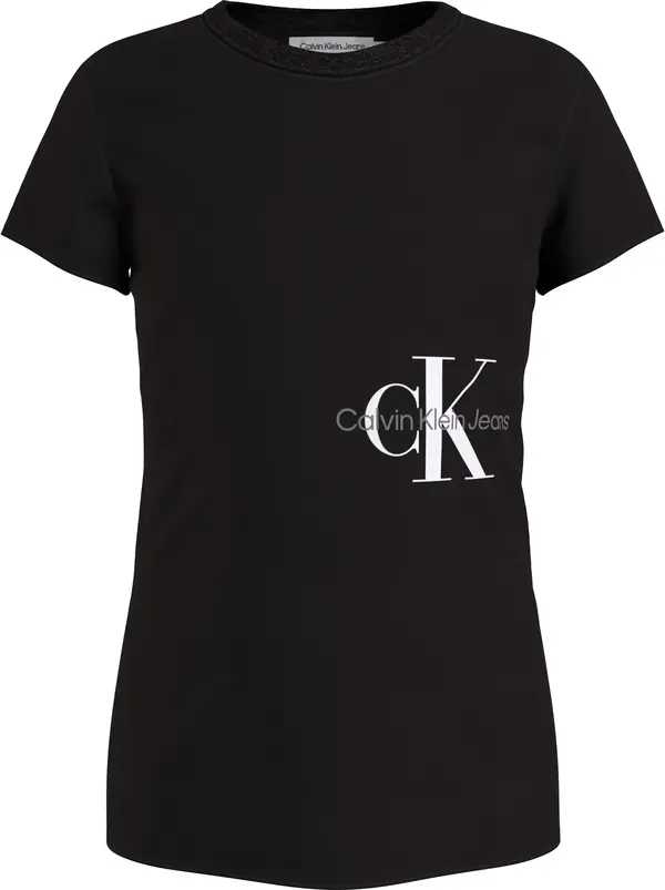 Calvin Klein MONOGRAM OFF PLACED Kadın Siyah T-Shirt