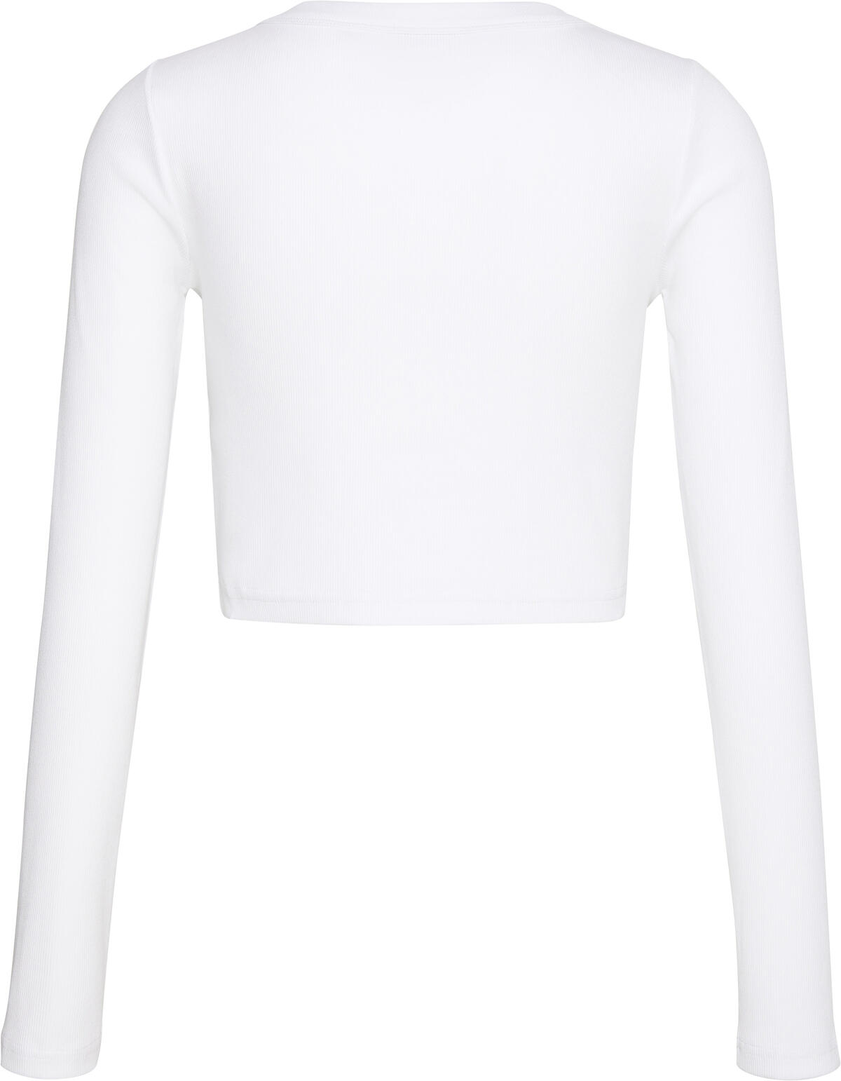 Calvin Klein LS WOVEN LABEL 2X2 COTTON RIB CA Beyaz Kadın T-Shirt Calvin Klein LS WOVEN LABEL 2X2 COTTON RIB CA Beyaz Kadın T-Shirt