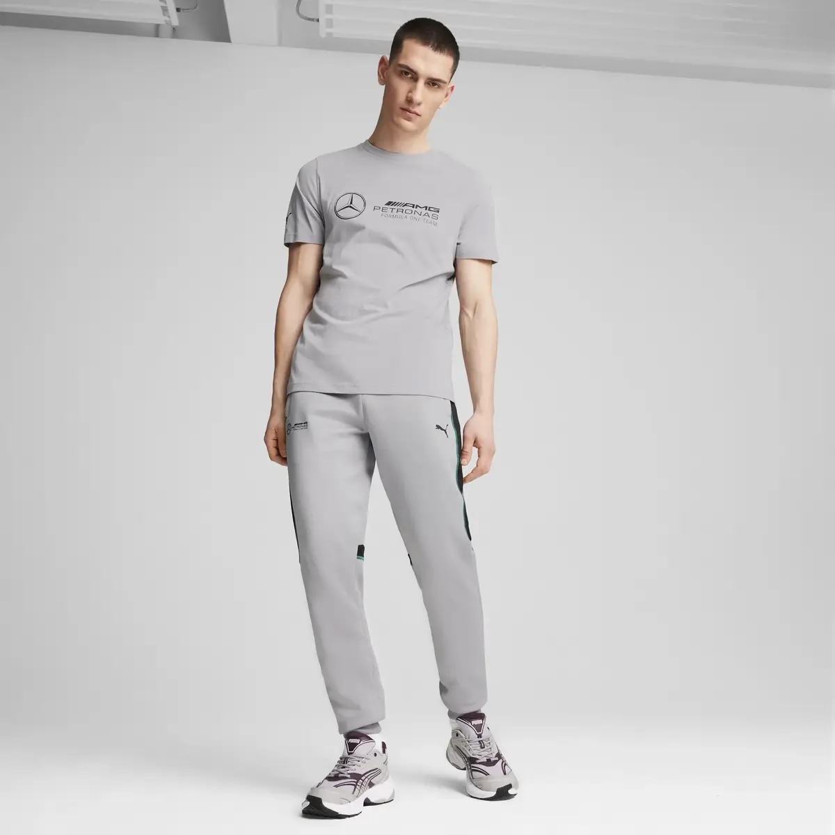 Puma MAPF1 ESS Logo Tee Gri Erkek T-Shirt