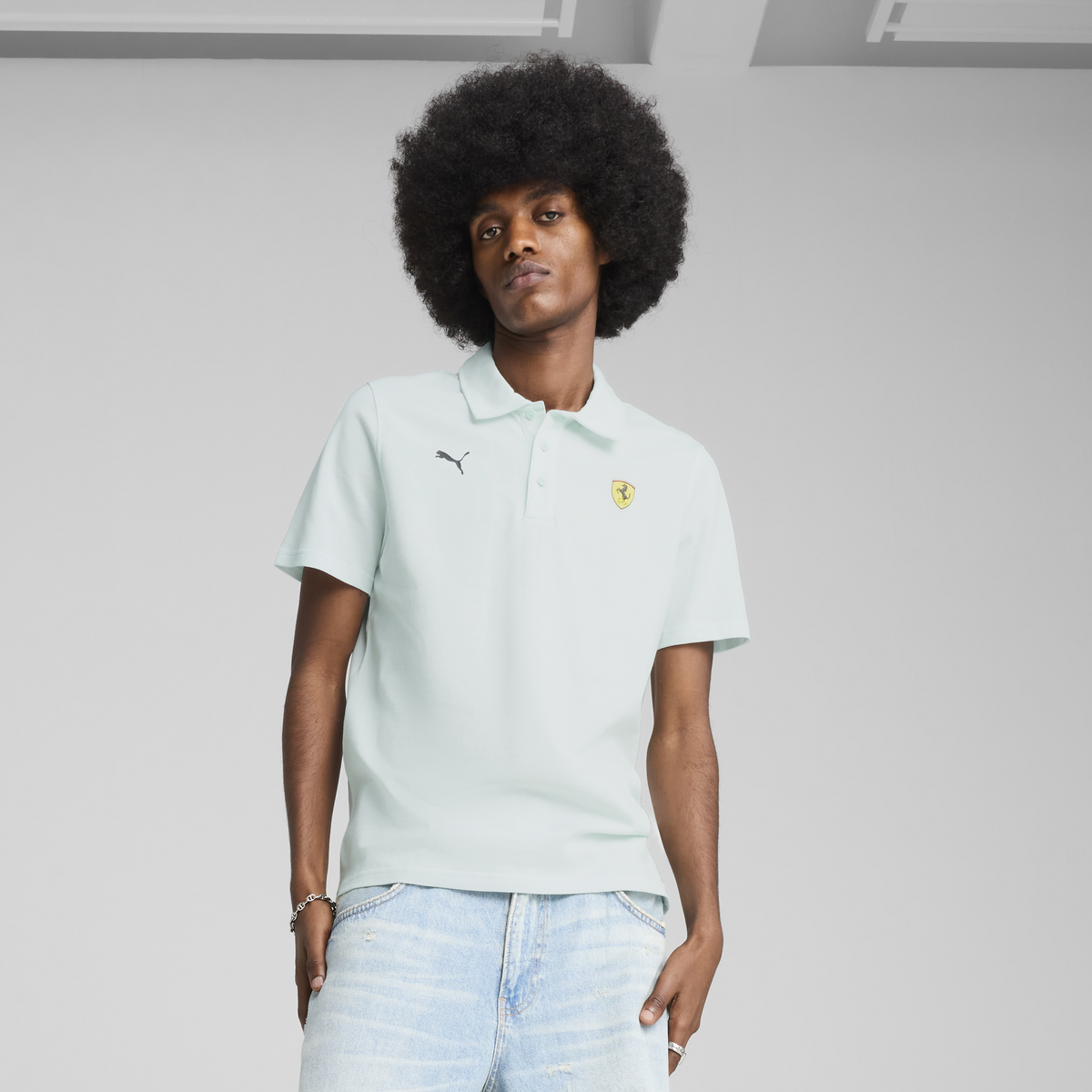 Puma Ferrari Race 2 Tone Polo Mavi Erkek T-Shirt