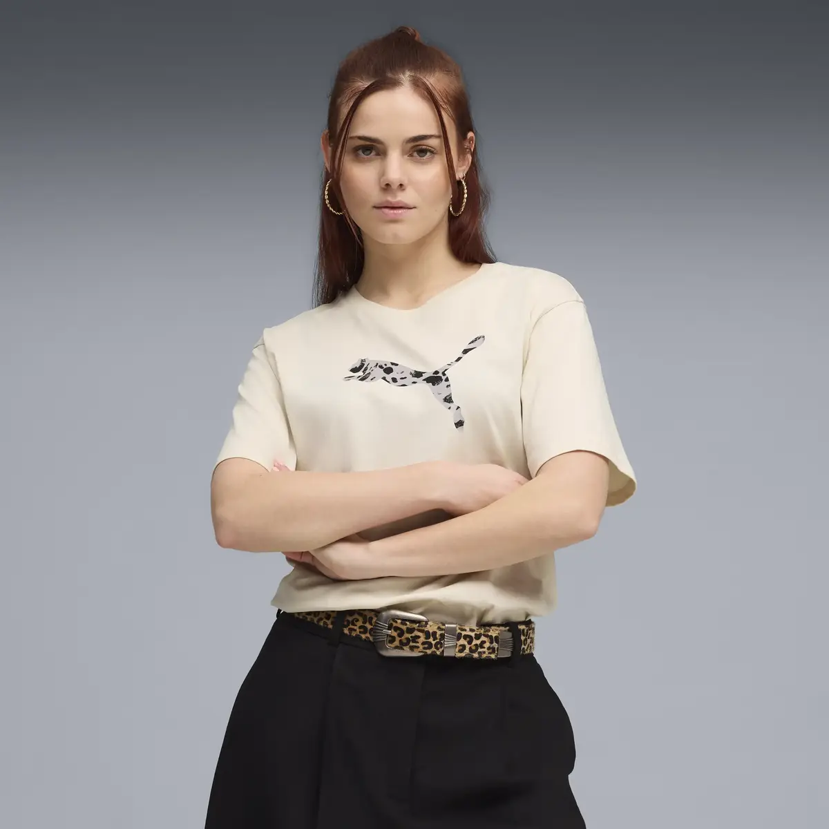 Puma ESS GRAPHIC Animal Tee Krem Kadın T-Shirt & Polo