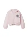 Calvin Klein CK LOGO TERRY ZIP Pembe Çocuk Kapüşonlu Sweatshirt