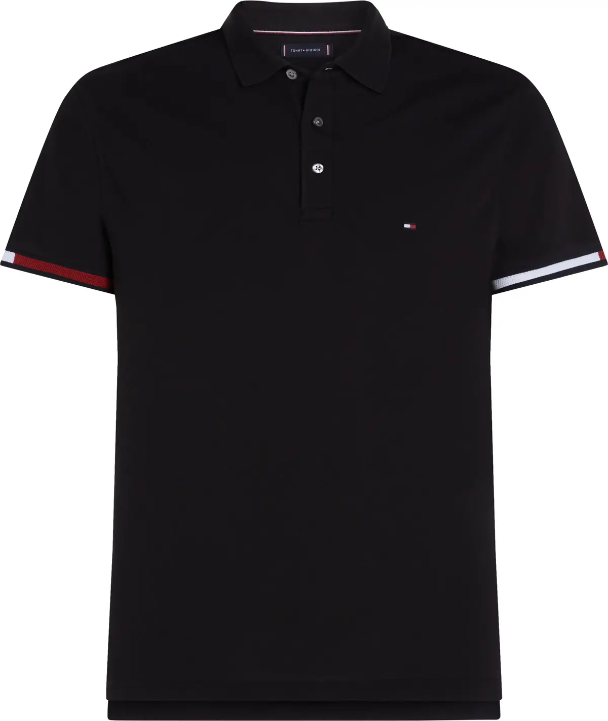 Tommy Hilfiger FLAG CUFF SLIM POLO, BDS Siyah Erkek T-Shirt & Polo
