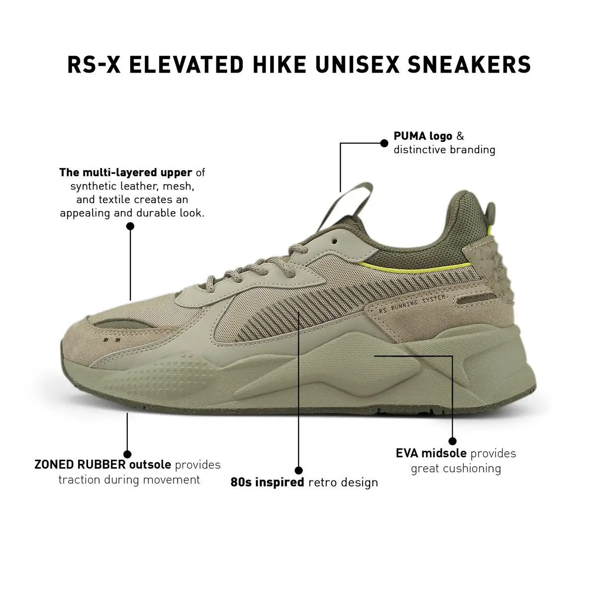 Puma Rs-X Elevated Hike Birch Tree-Green Moss Yeşil Erkek Günlük Spor Ayakkabı