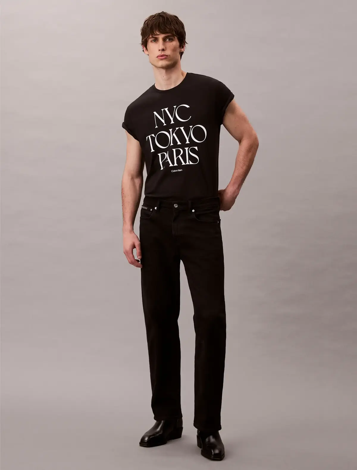 Calvin Klein SS 20S TC FLAGSHIP C, UB1 Siyah Erkek T-Shirt