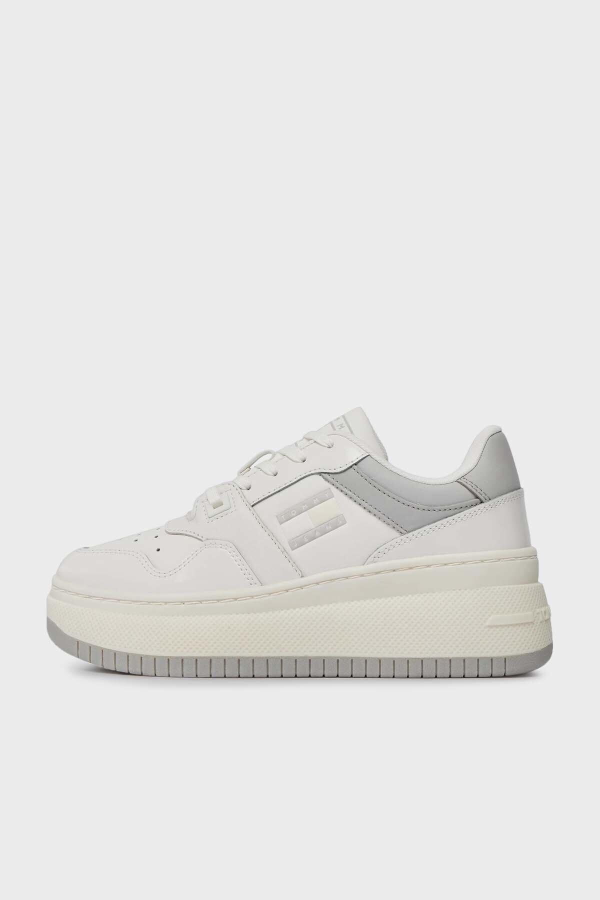 Tommy Hilfiger TJW RETRO BASKET FLA Beyaz Kadın Spor Ayakkabı