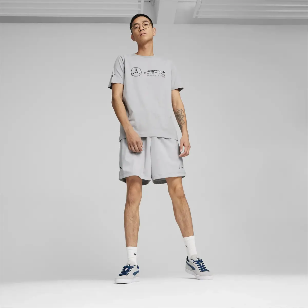 Puma MAPF1 ESS Logo Tee Gri Erkek T-Shirt