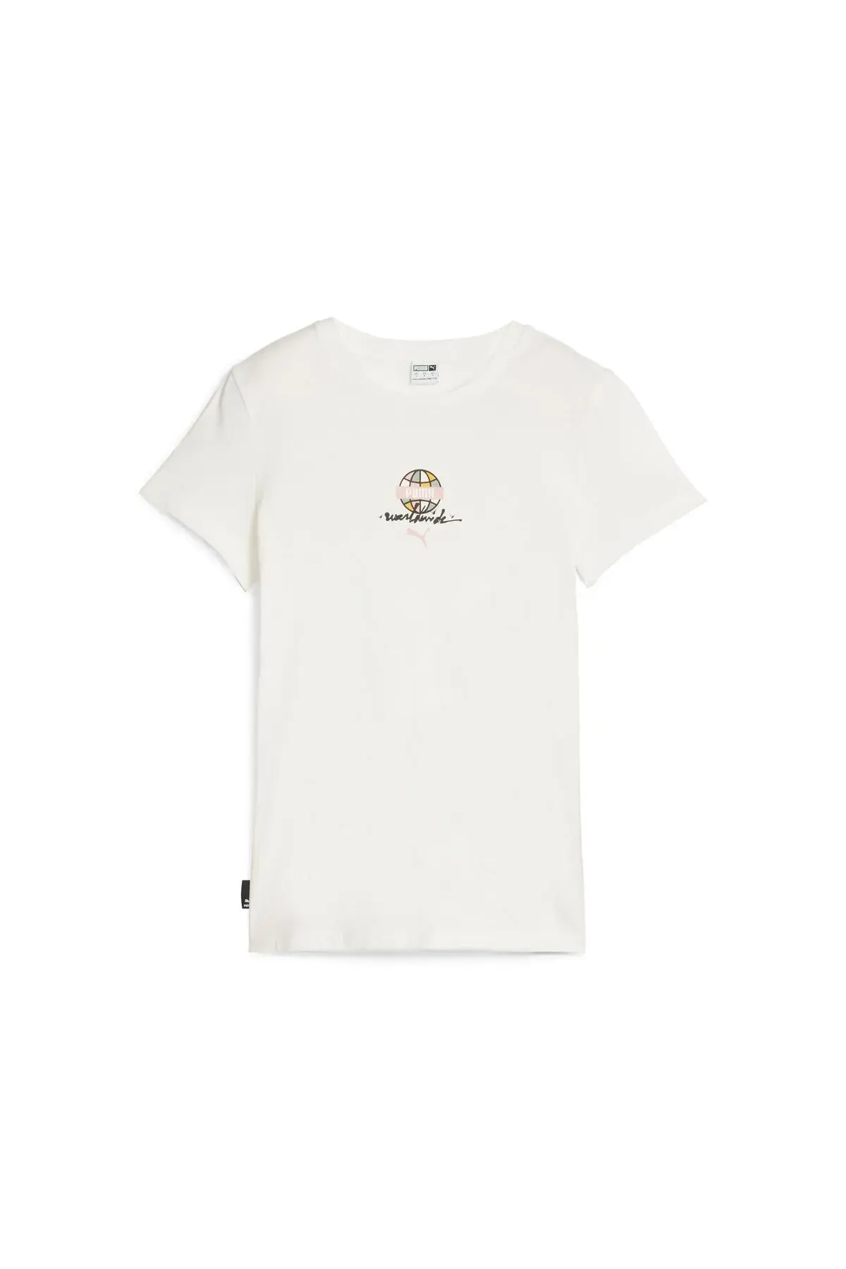 Puma SWxP PUMA WORLDWIDE Graphic Tee Kırık Beyaz Kadın T-Shirt