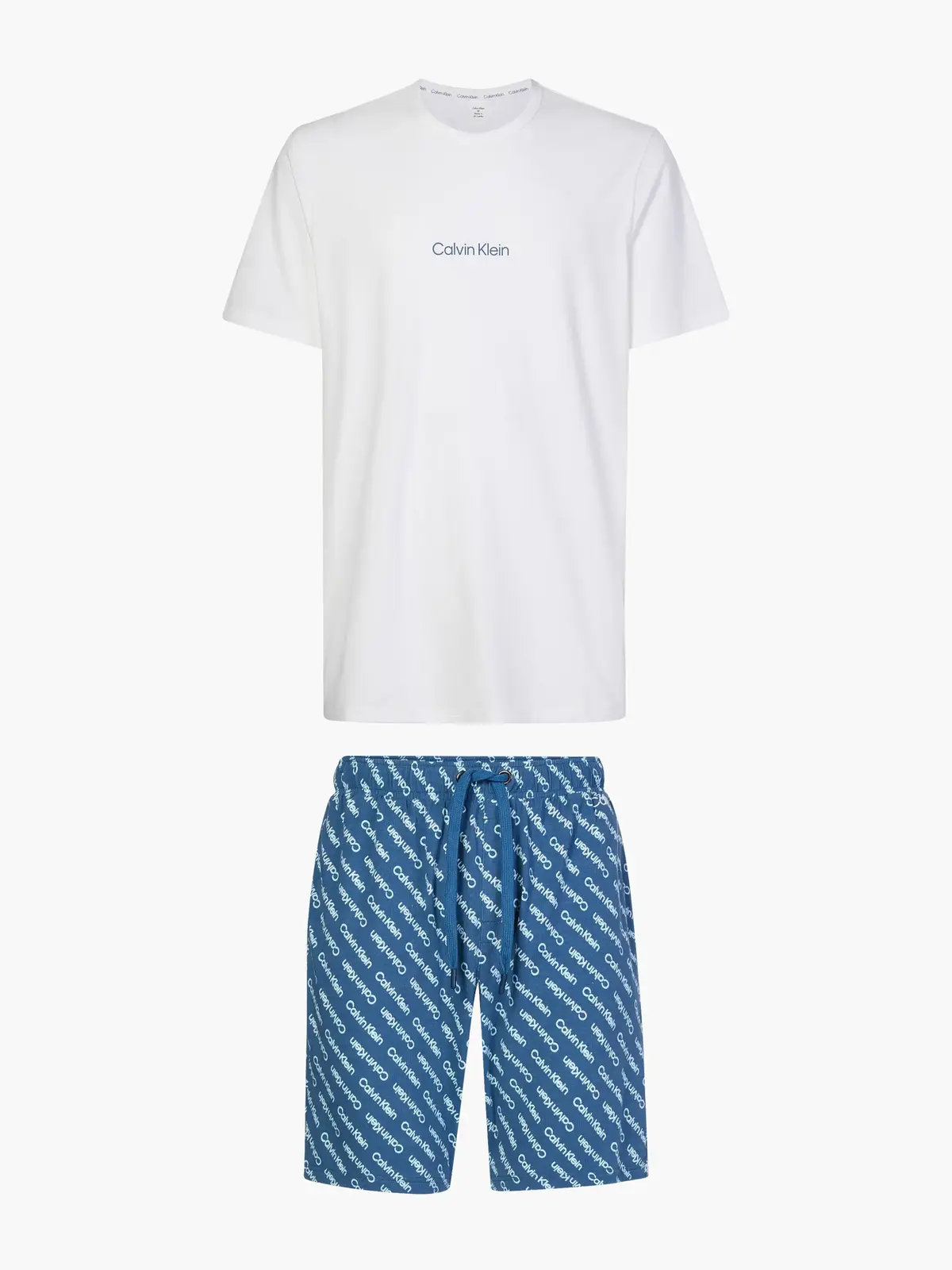 Calvin Klein S/S KNIT SHORT SET Erkek mavi Eşofman Takımı