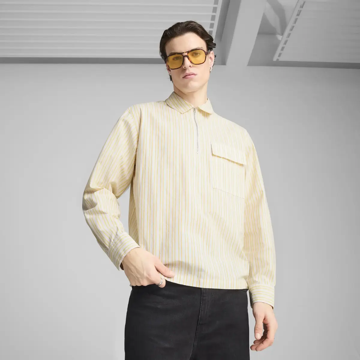 PUMA MMQ Half-Zip Shirt Sarı Erkek Polo T-Shirt