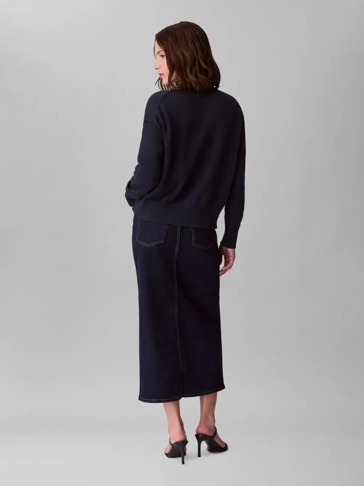 Calvin Klein Cotton Graphic Pullover Antrasit Kadın Kazak