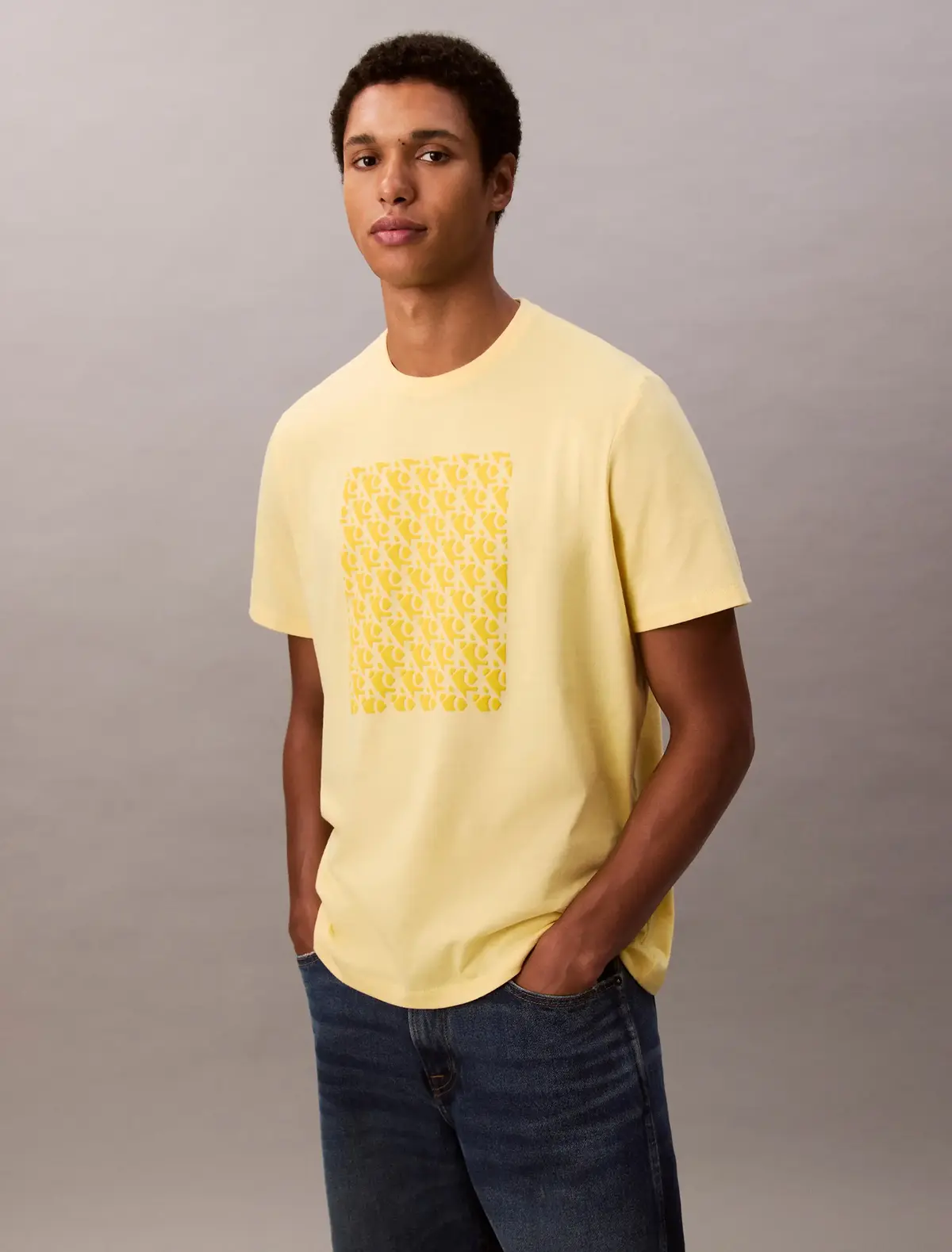 Calvin Klein SS 20S CK MACRO Sarı Erkek Tişört