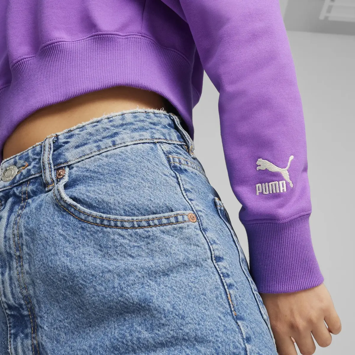 Puma PUMA TEAM Cropped Hoodie Mor Kadın Hoodie