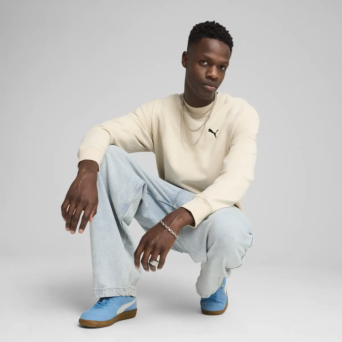 PUMA WARDROBE ESS Relaxed Crew Bej Erkek Sweatshirt
