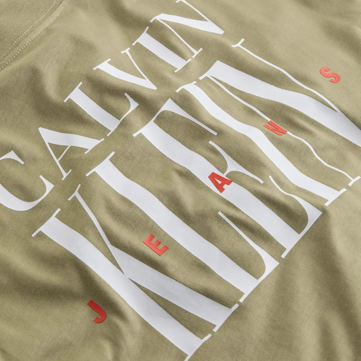 Calvin Klein SERIF FONT GRAPHIC T, HI0 Bej Erkek T-Shirt & Polo